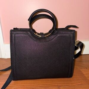 Elegant Black Handbag with Gold Accents